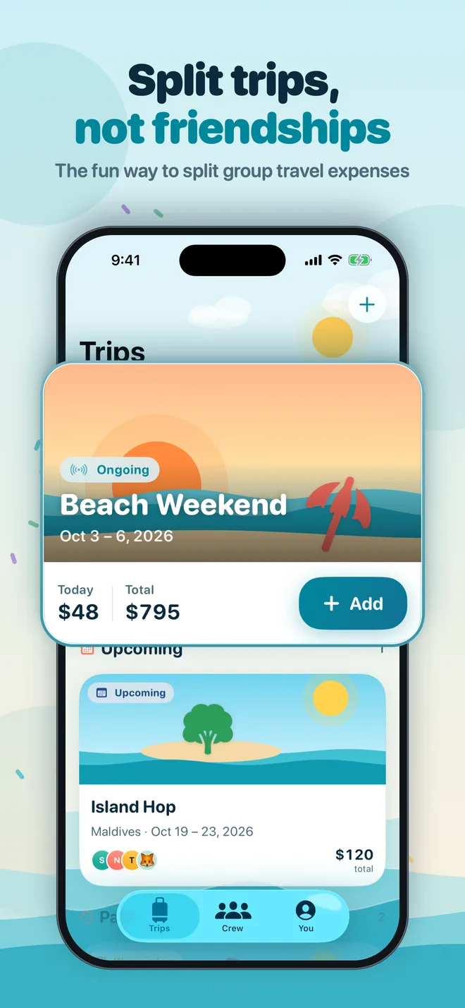 Split trips, not friendships: the trips home screen