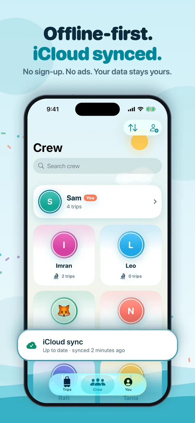 Offline-first and iCloud synced